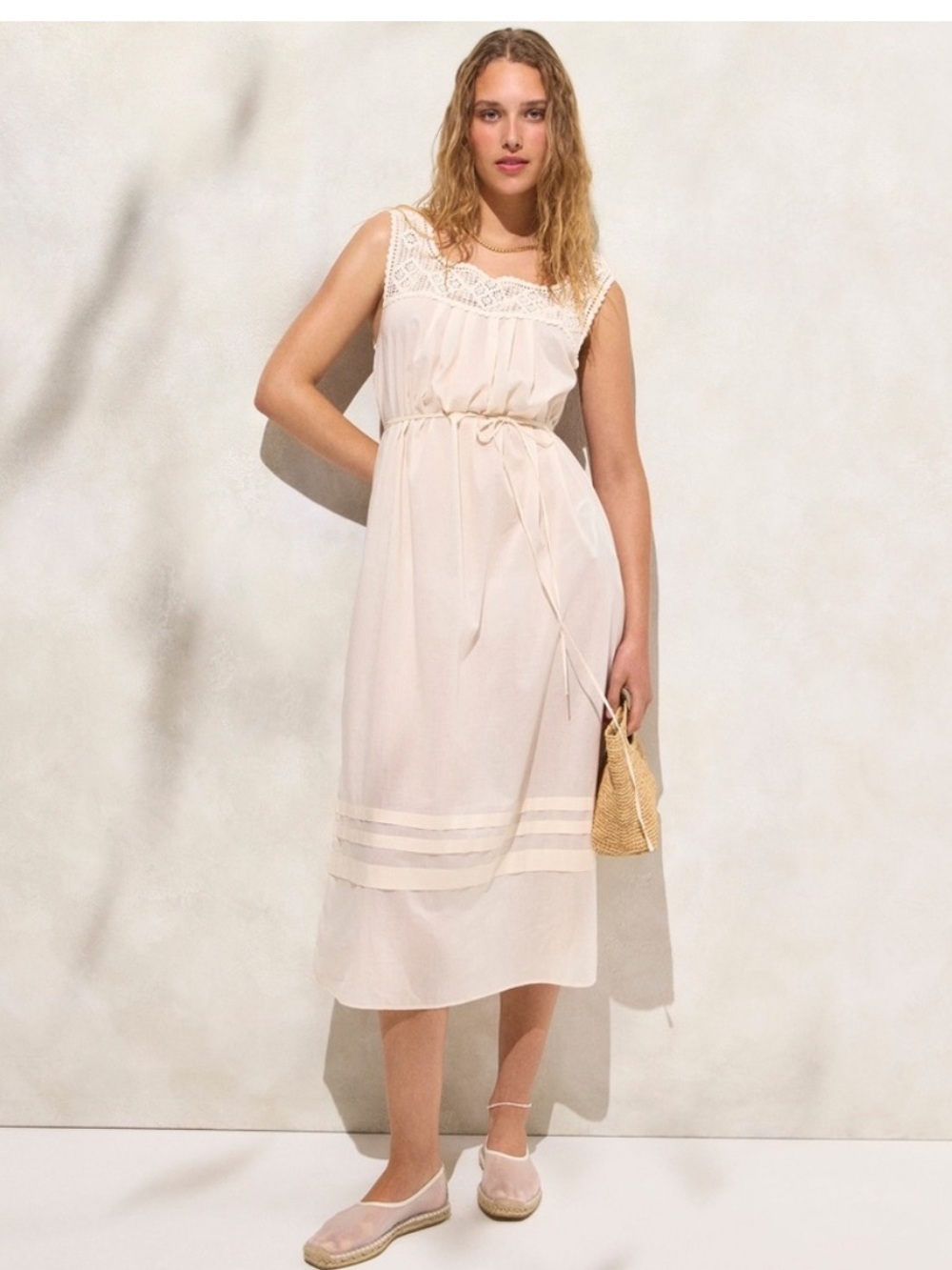 J. Crew Crochet-Trim Dress Midi Cotton Voile Sheer M Medium CI285 Summer Beach